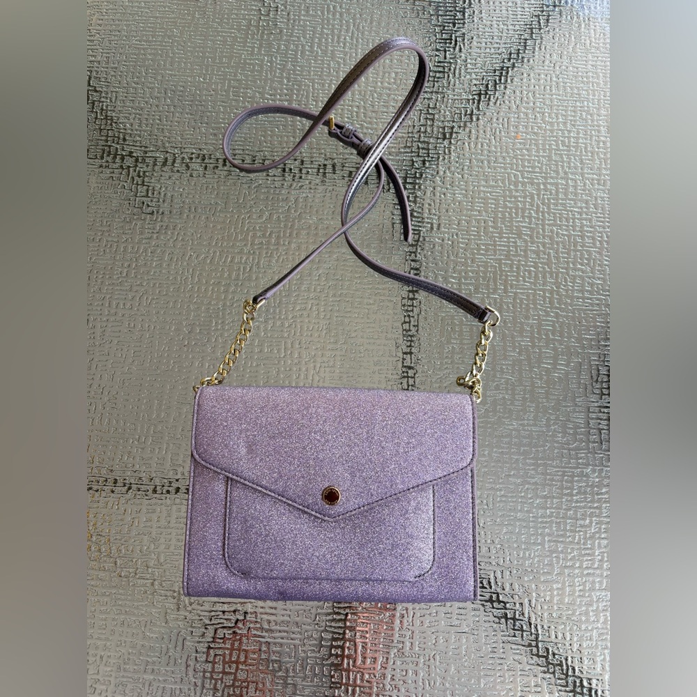 Kate Spade Leather Clutch in Light Lavender Glitter